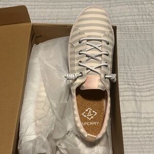 Sperry Pink and White Striped Sneakers
